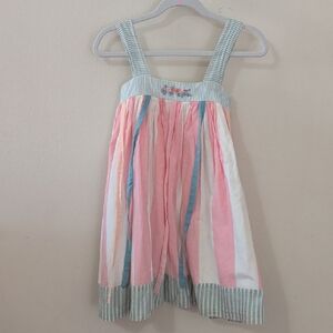 Well Dressed Wolf Candy Striped Maddy Dress White Pink Blue Cotton Girls Size 6